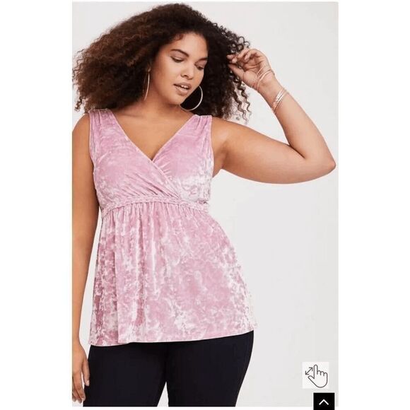 Torrid pink velveteen/velour sleeveless top size 00 (women's L - Picture 3 of 16